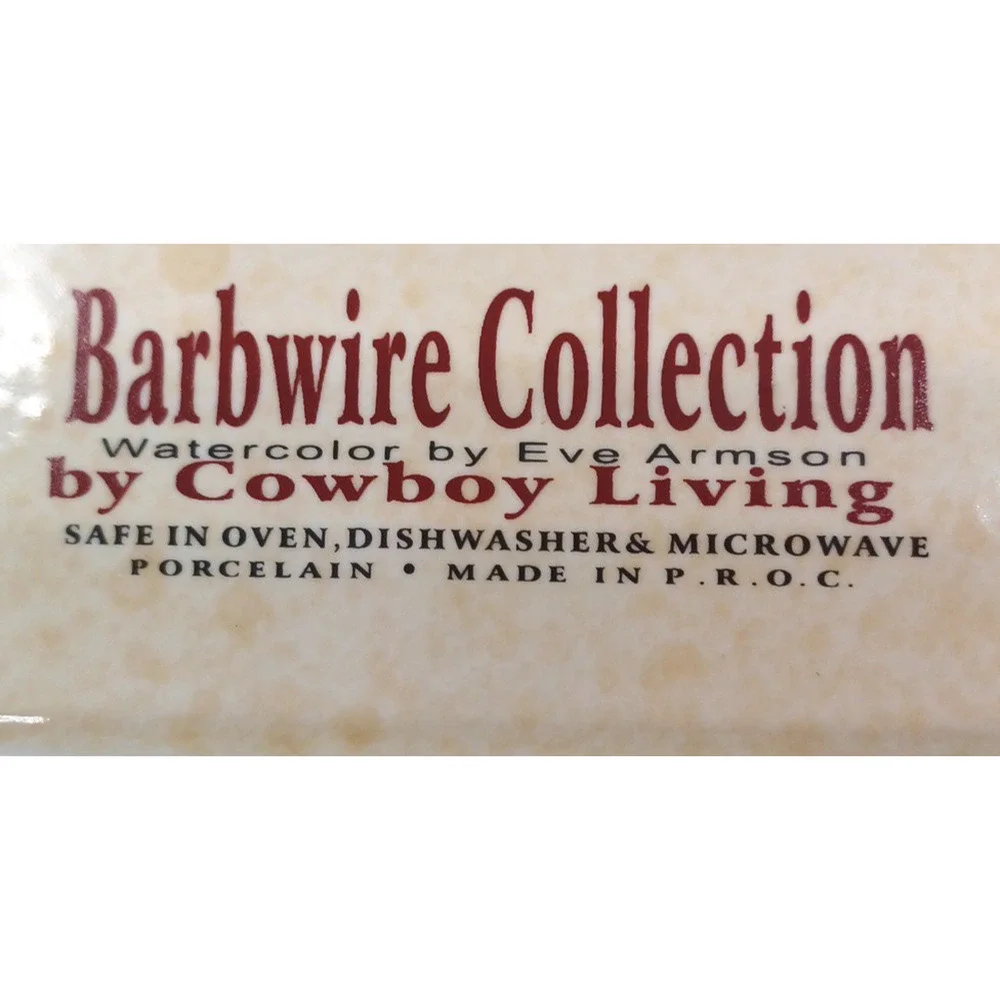 Cowboy Living Barbwire Covered Butter Dish w Lid Eve Armson 8x4 Western *READ